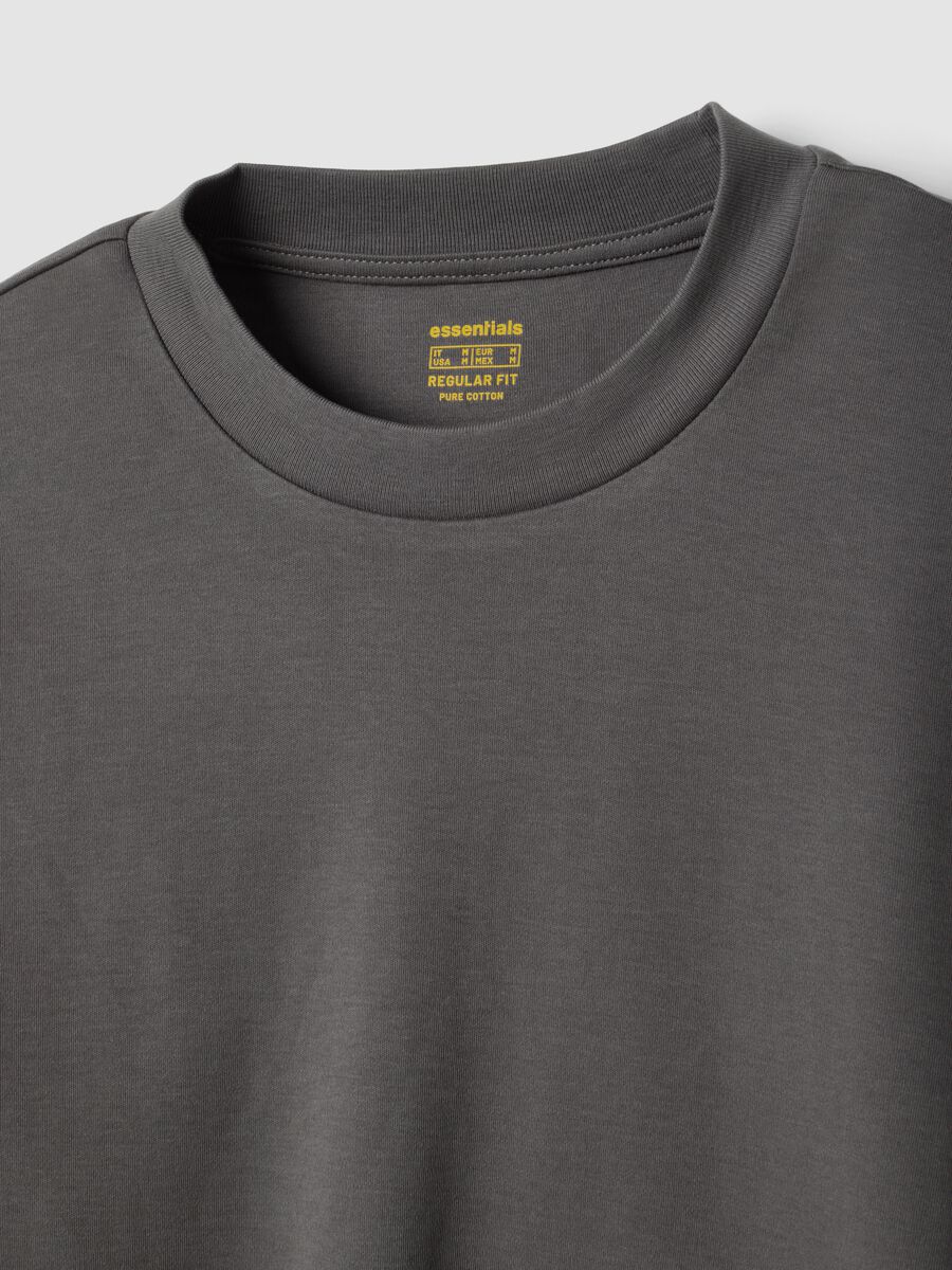 T-shirt grigia in puro cotone girocollo regular fit_1