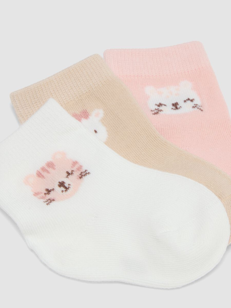 Multipack of five multicolour short socks in stretch organic cotton_1