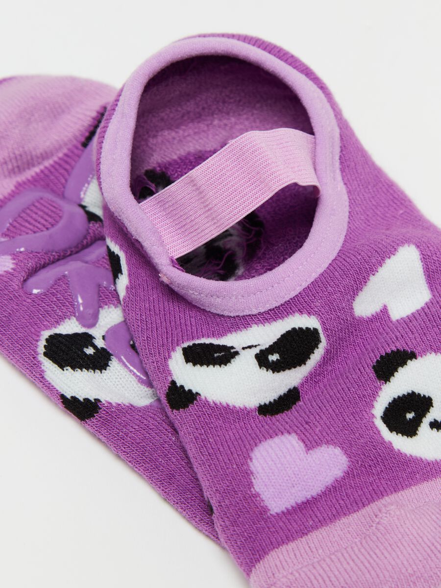 Slipper socks with panda and hearts design_2