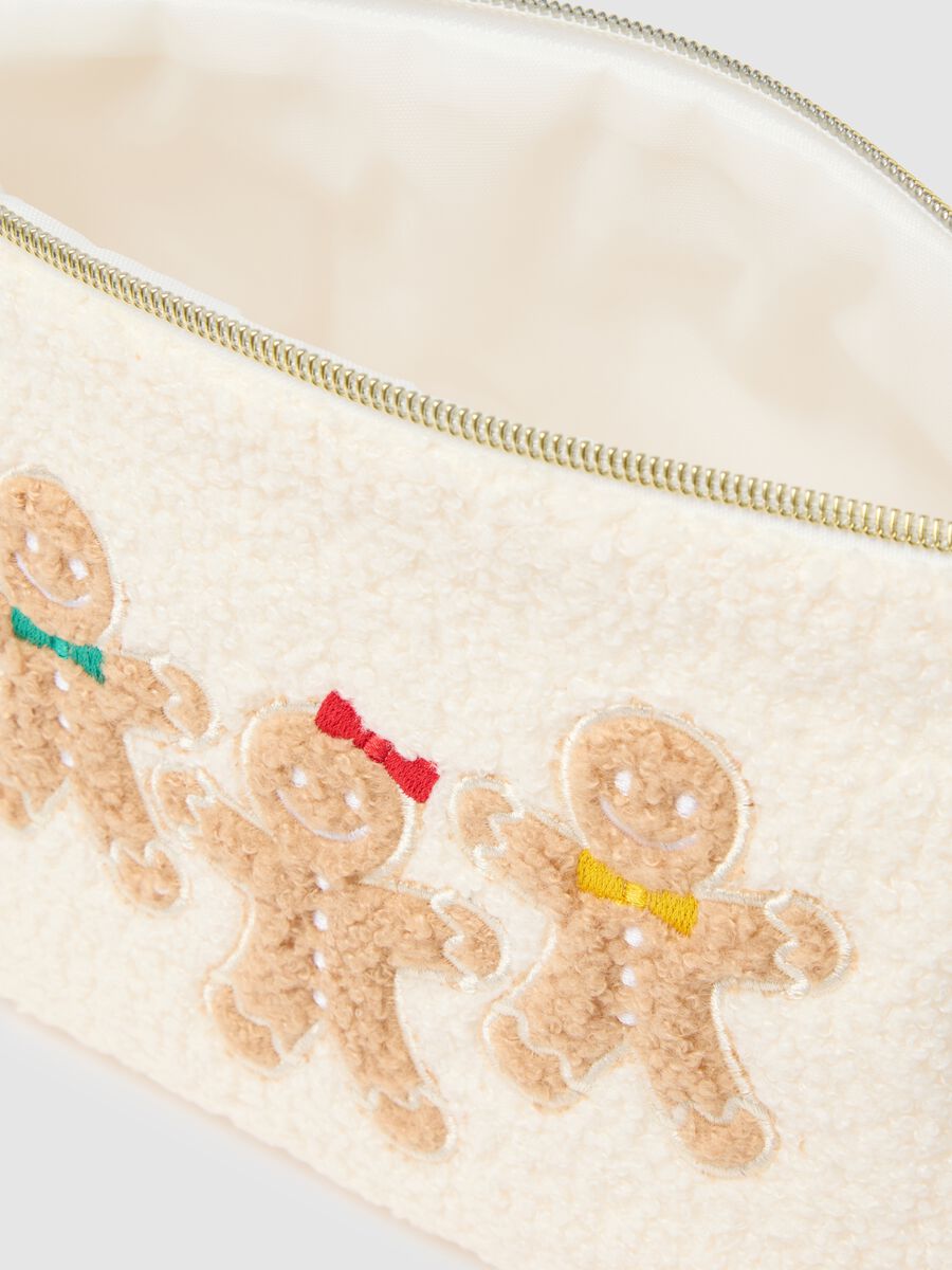 Beige storage pouch with Christmas embroidery_2