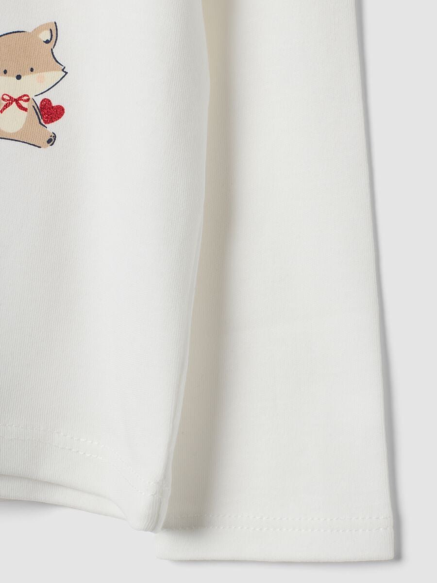 White pure cotton T-shirt with cute animal print_3