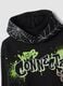 Sweatshirt com capuz preta em mistura de algod&atilde;o com padr&atilde;o graffiti, corte regular_2