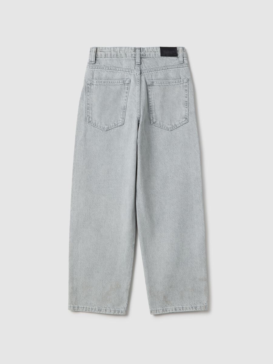 Boy's gray pure cotton skater jeans_1