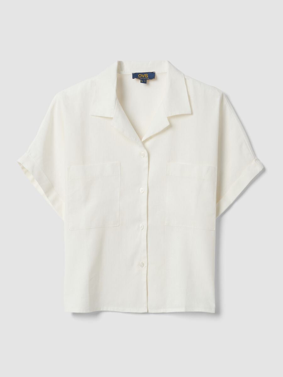 White regular-fit linen and viscose blend shirt_4