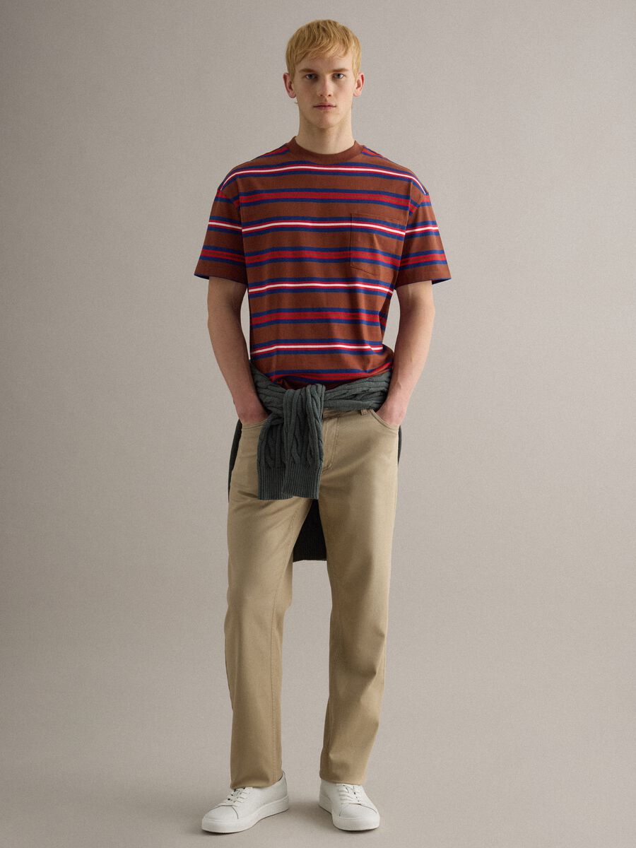 Multicolour striped pure cotton relaxed fit T-shirt_1
