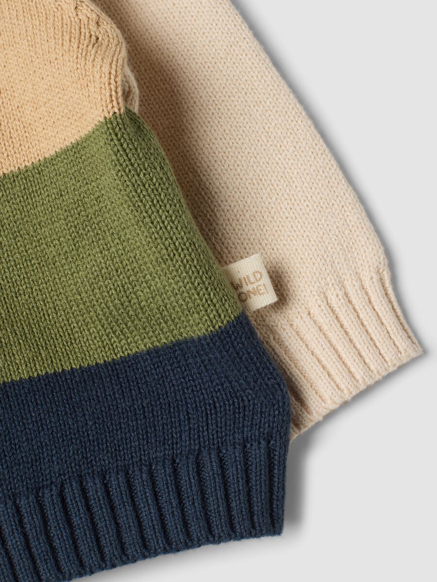Multicolour striped pure cotton crew-neck baby top_3