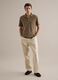 Brown regular fit linen and cotton blend polo_1