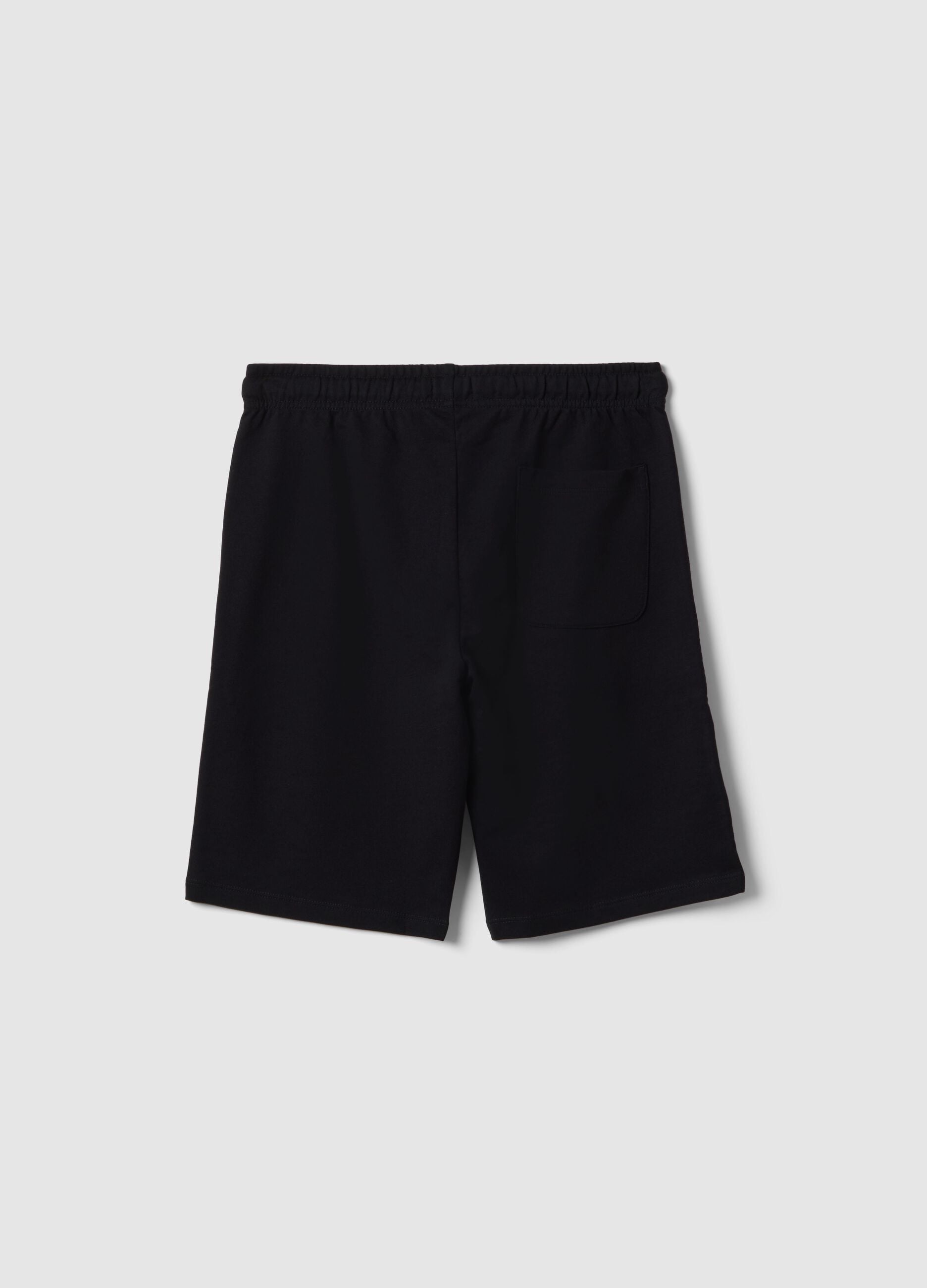 Boy's black pure cotton shorts with regular fit