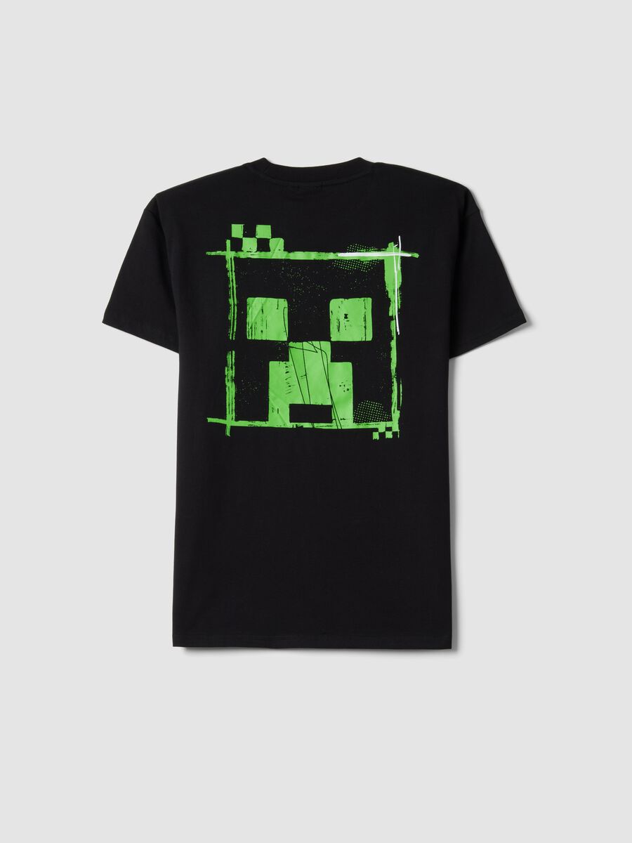 Boys' relaxed fit pure black cotton T-shirt with print_1