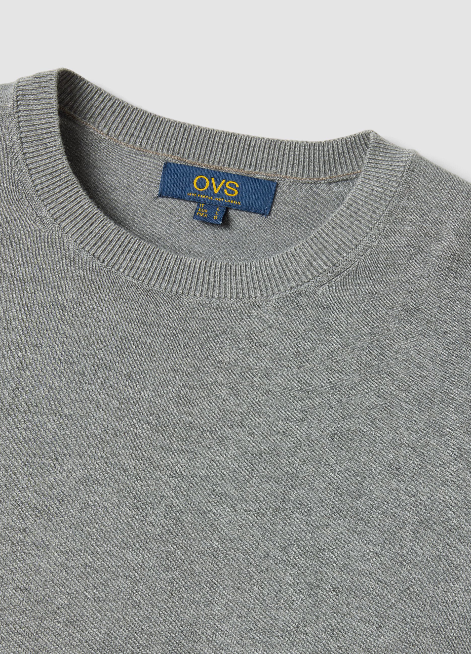 Grey crew-neck viscose-blend jumper, regular fit