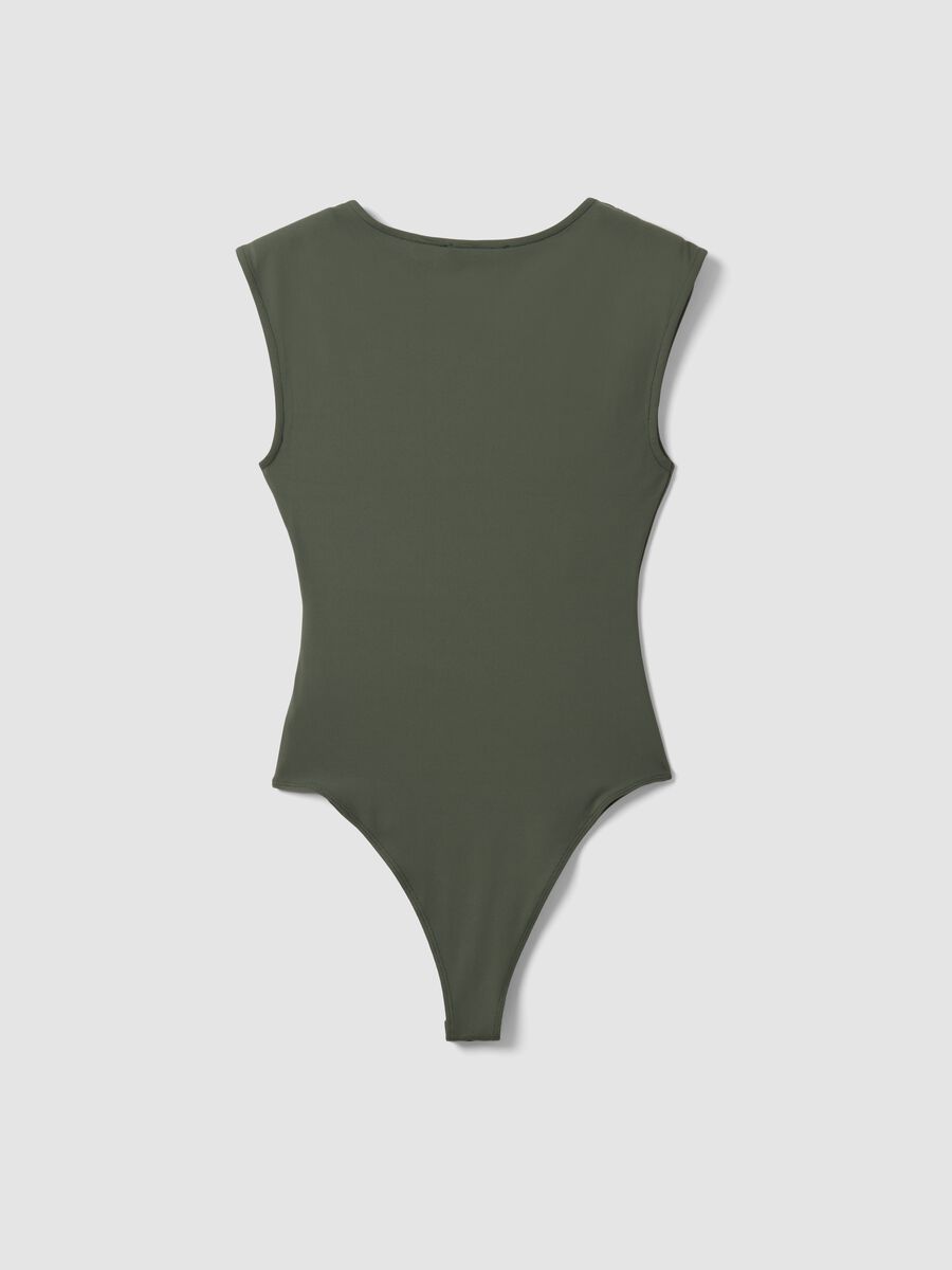 Green stretch bodysuit with ruching, regular fit_6