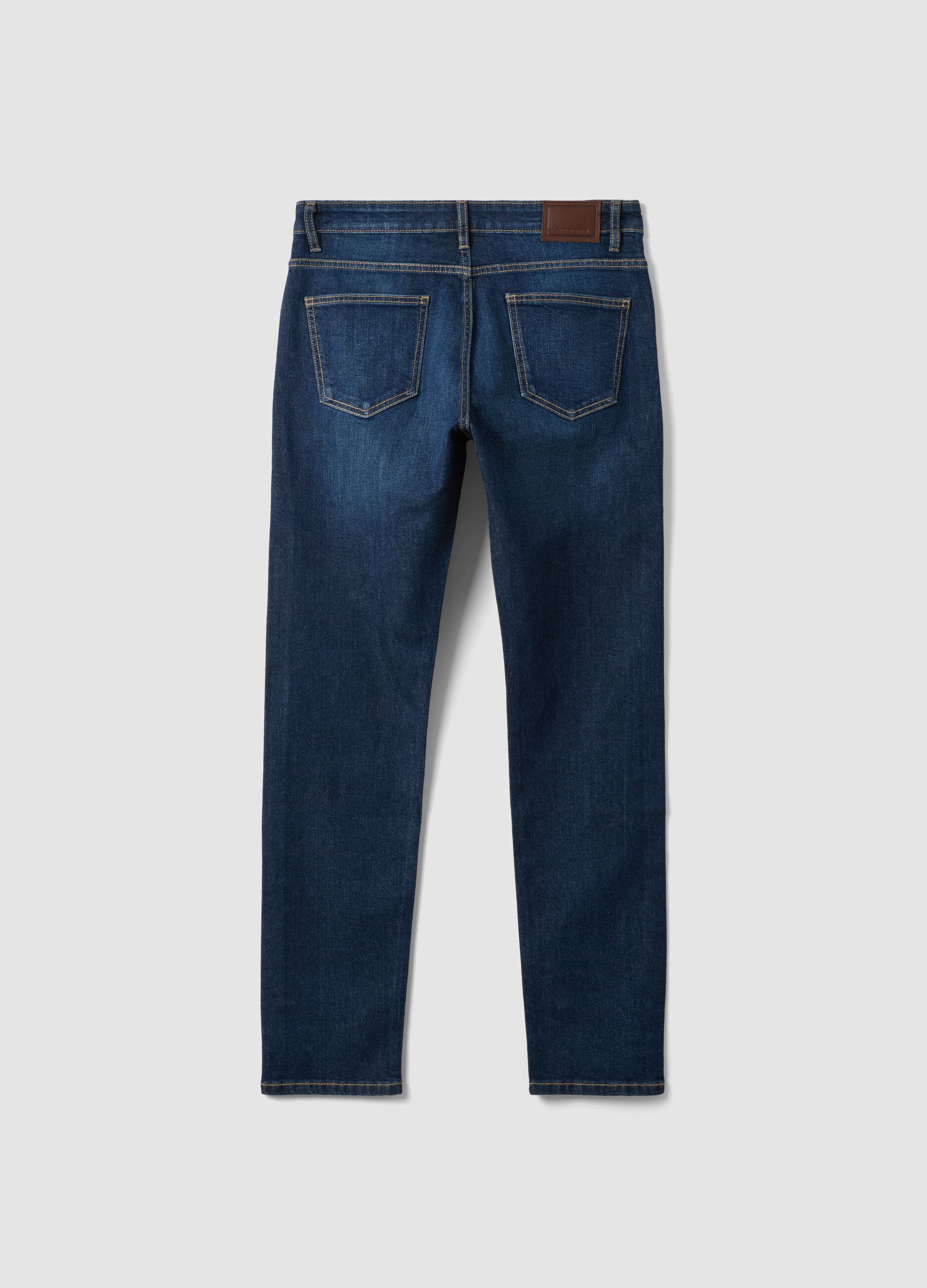 Slim fit dark-wash stretch cotton jeans