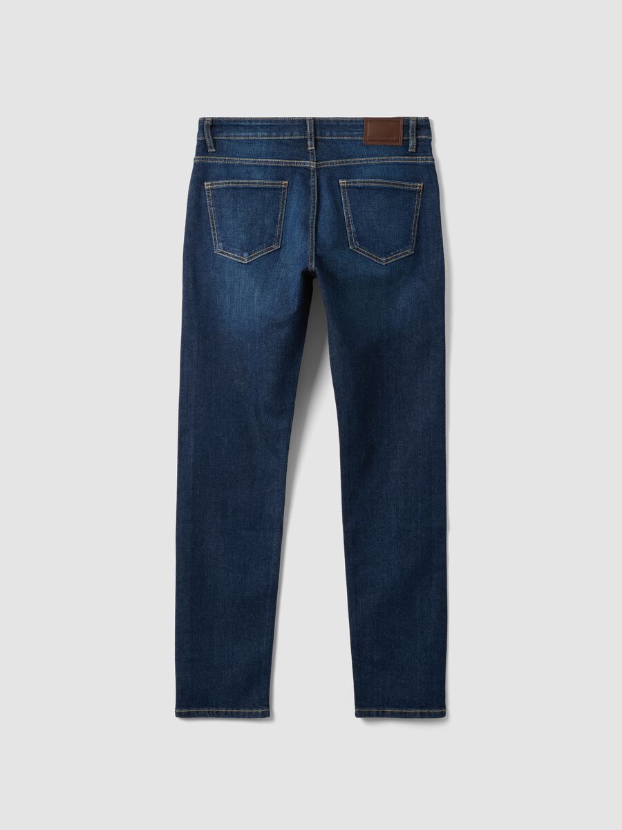 Dark-wash slim-fit stretch cotton jeans_2