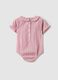 Multicoloured check cotton bodysuit for baby girls with ruffle collar_1