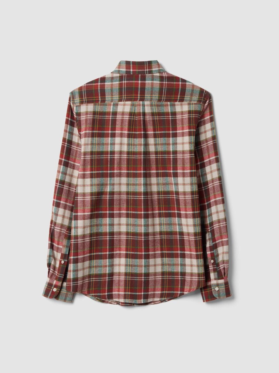 Camisa de franela de algod&oacute;n puro a cuadros naranja y verde, corte regular_2
