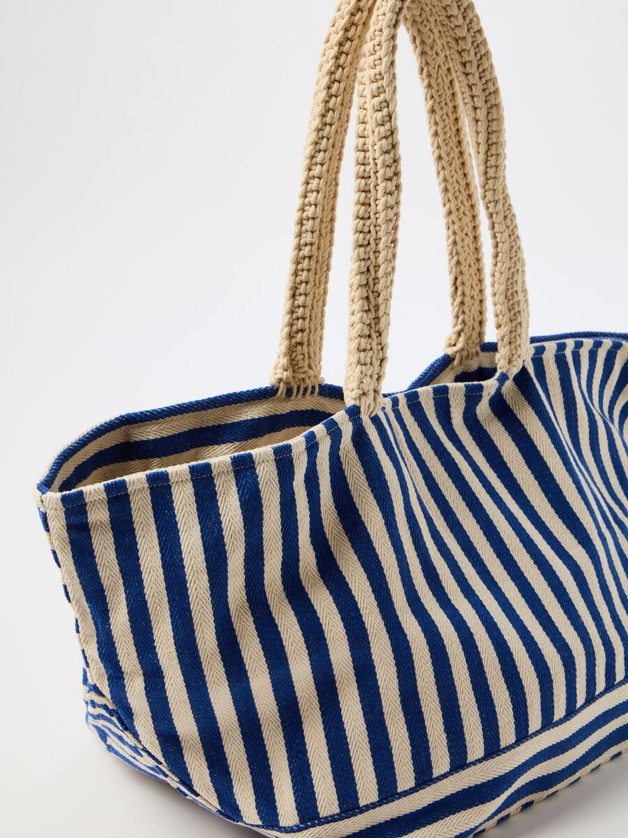 Maxi shopping bag in striped cotton_1