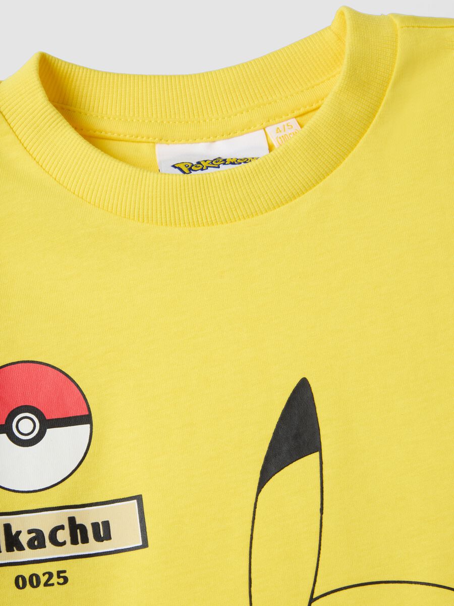 Yellow pure cotton children's t-shirt regular fit with Pikachu_2