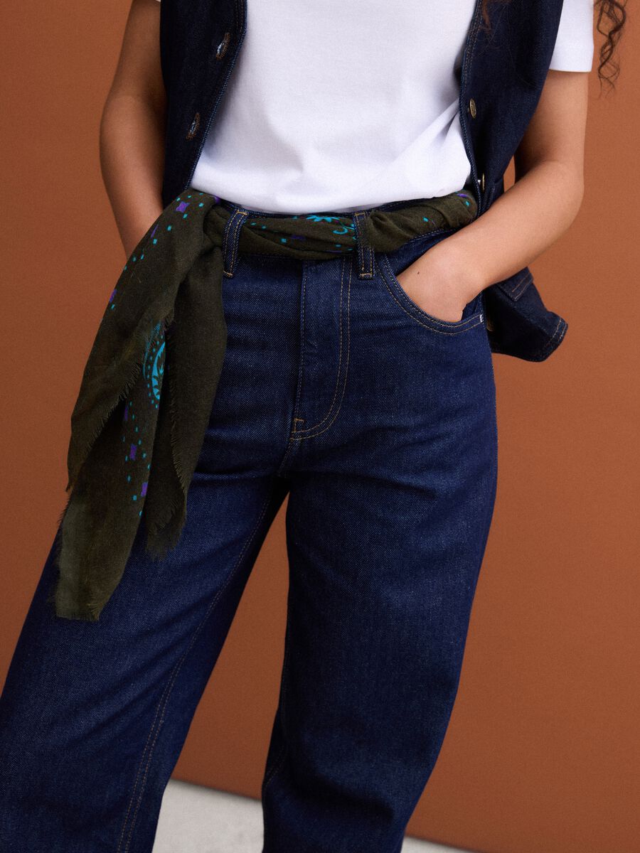 Blue denim straight-fit jeans in pure cotton_2