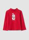 Red pure cotton T-shirt with penguin print_0