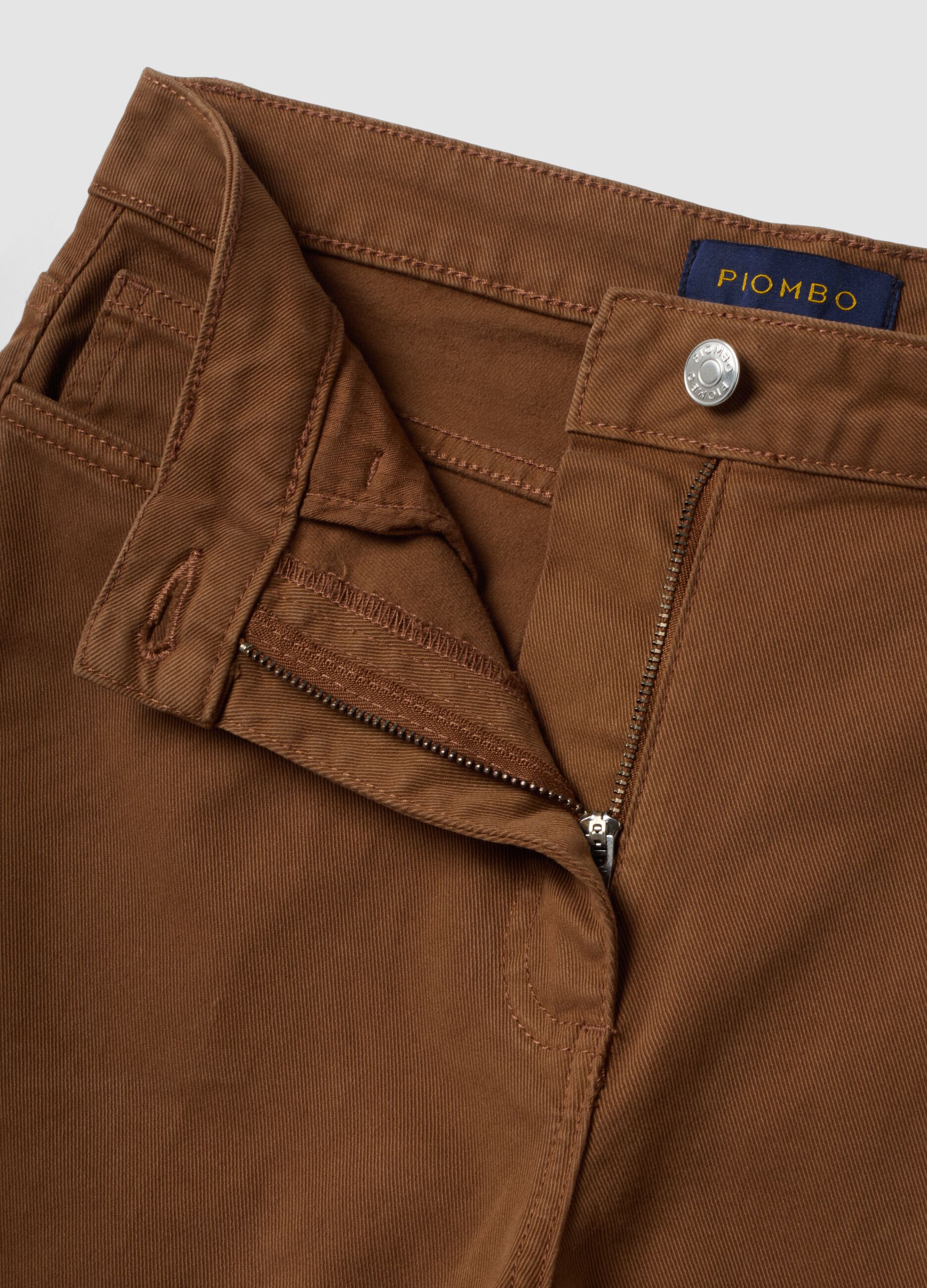 Brown wide-leg stretch cotton trousers