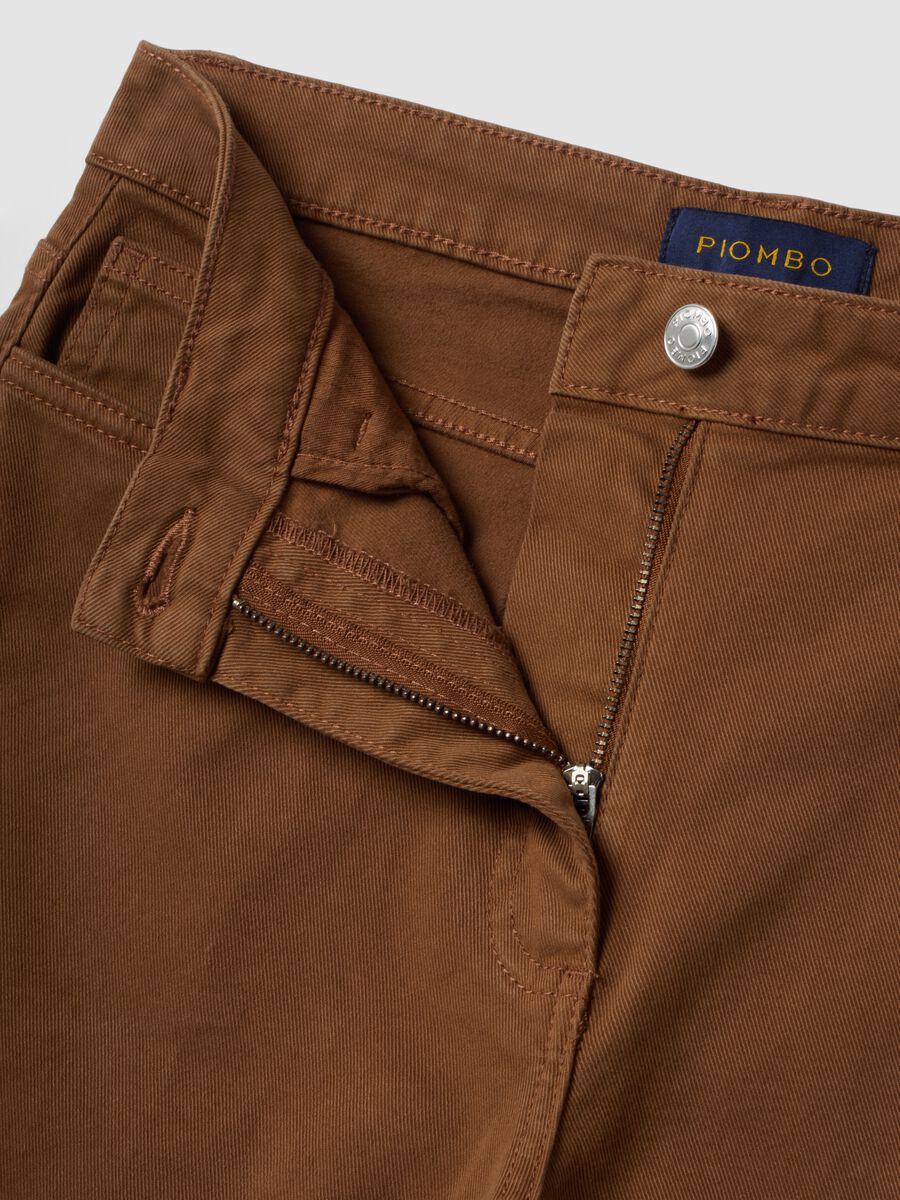 Brown wide-leg stretch cotton trousers_1