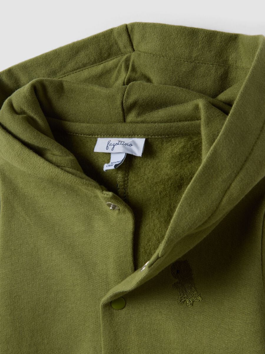 Green dinosaur hooded babygrow in pure organic cotton_2