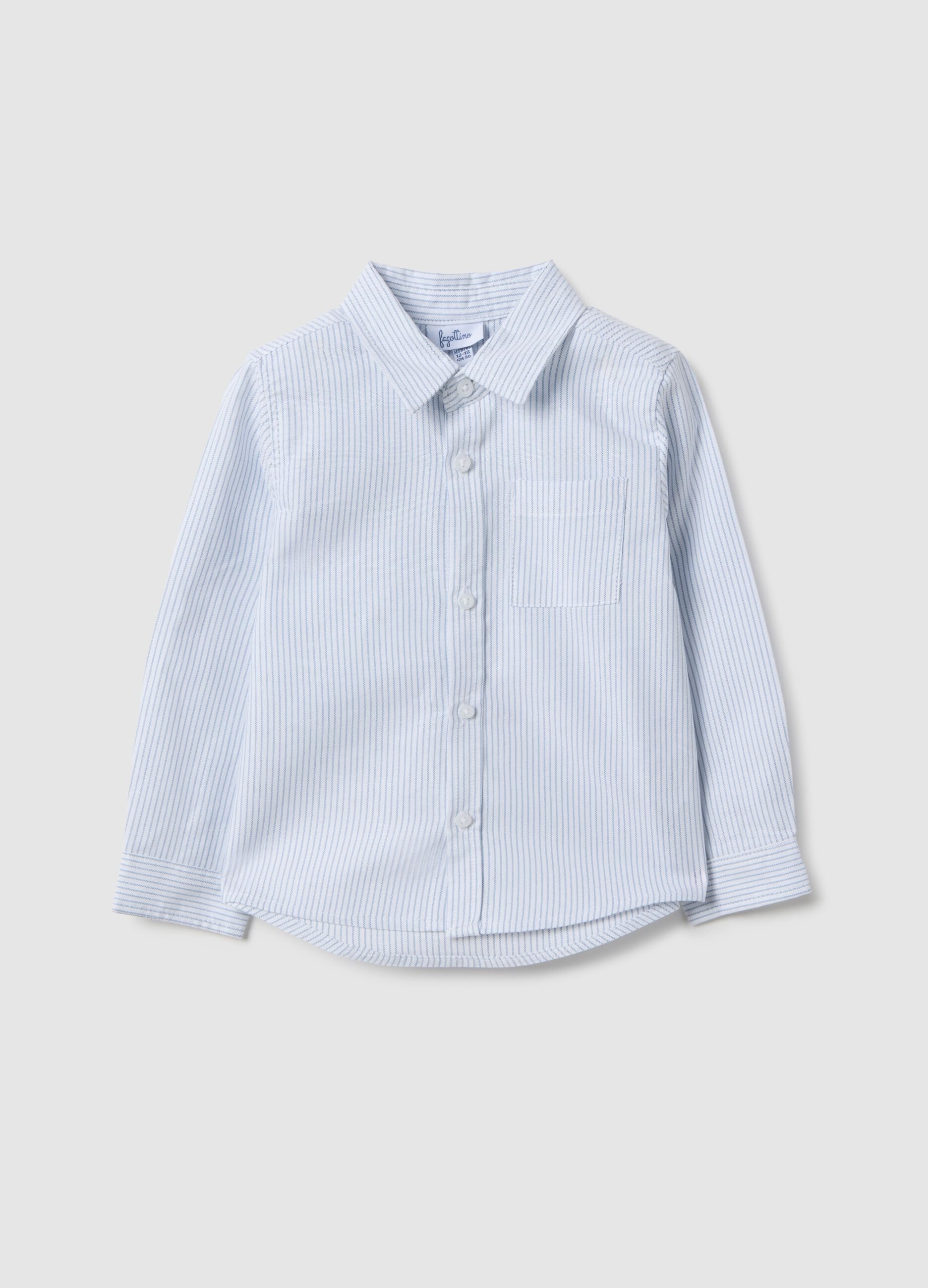 Blue striped pure cotton regular fit shirt for boy