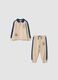 Completo jogging beige in puro cotone organico con stampe in rilievo_0