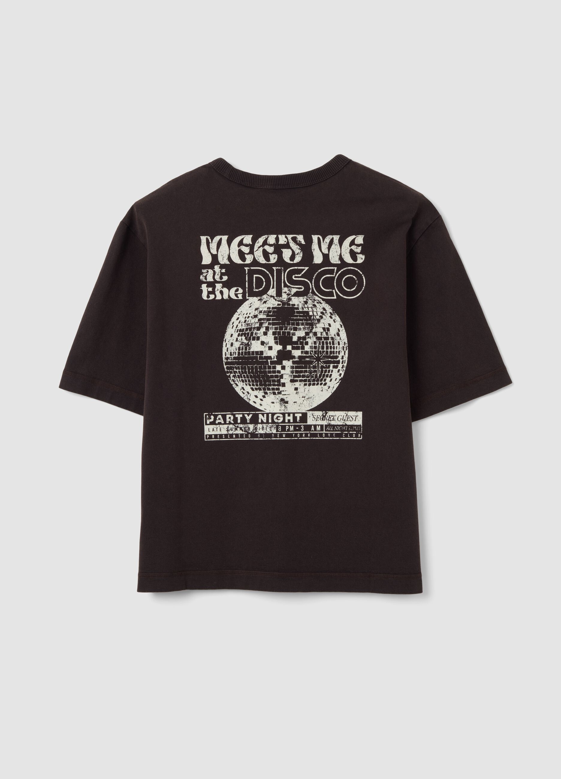 Grey pure cotton oversized T-shirt with chest slogan