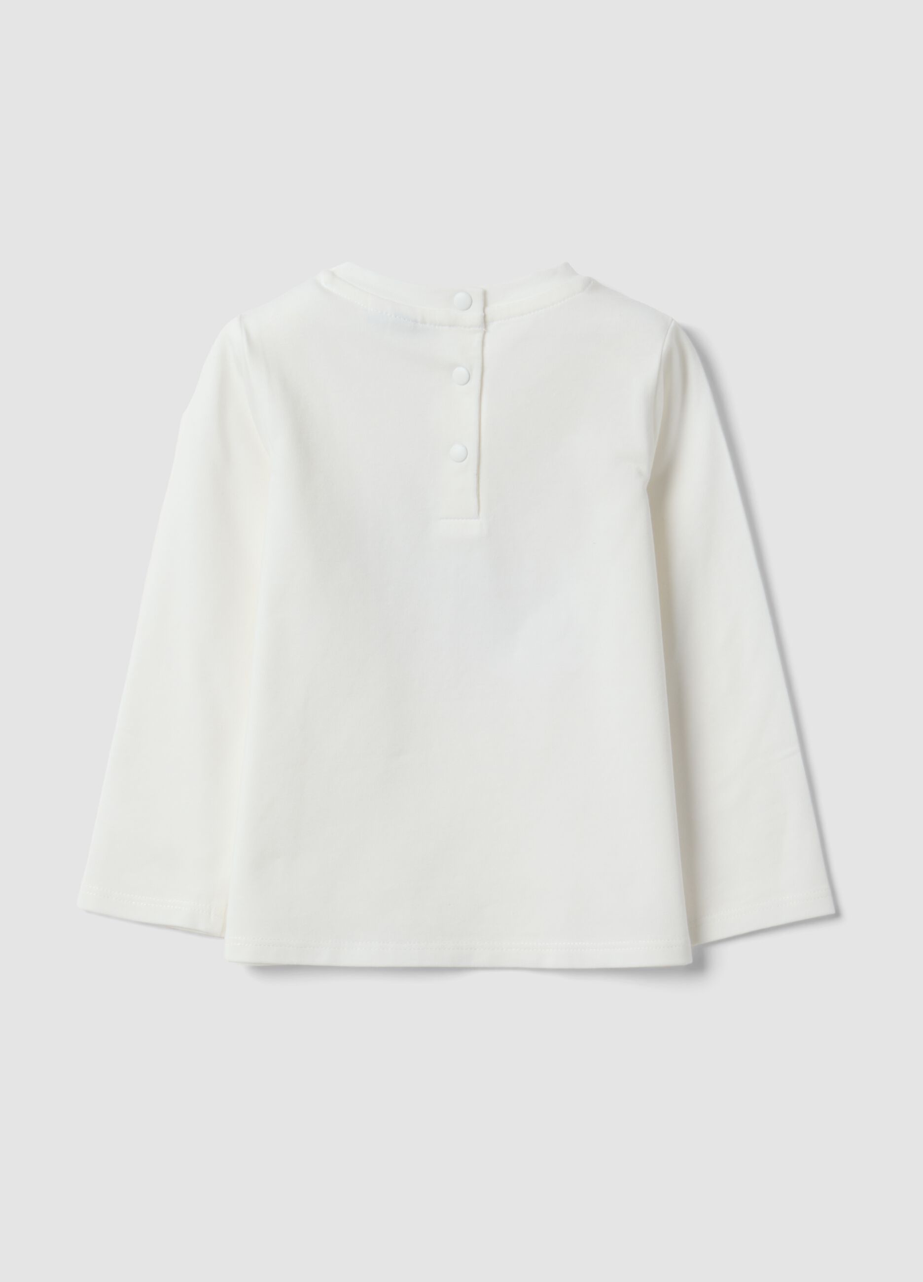 Wei&szlig;es T-Shirt aus elastischer Bio-Baumwolle mit Herz-Print f&uuml;r Baby-M&auml;dchen