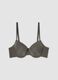 Grey padded stretch-fabric bra_0