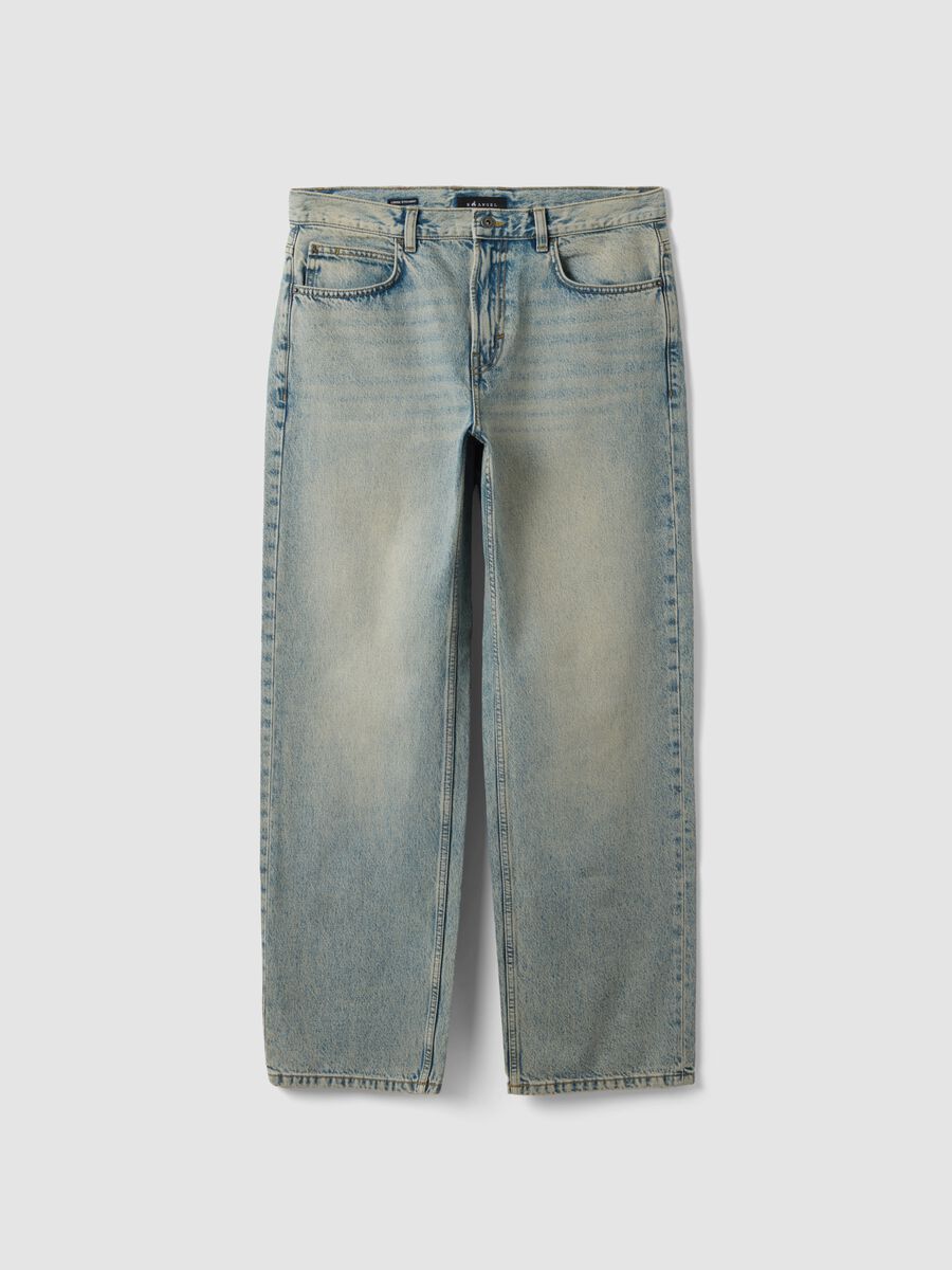 Light blue denim jeans in pure cotton, loose fit_4