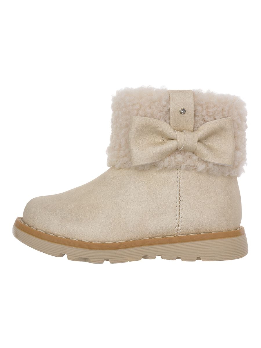 Chicco grey ankle boots with bow and teddy-effect trim_0