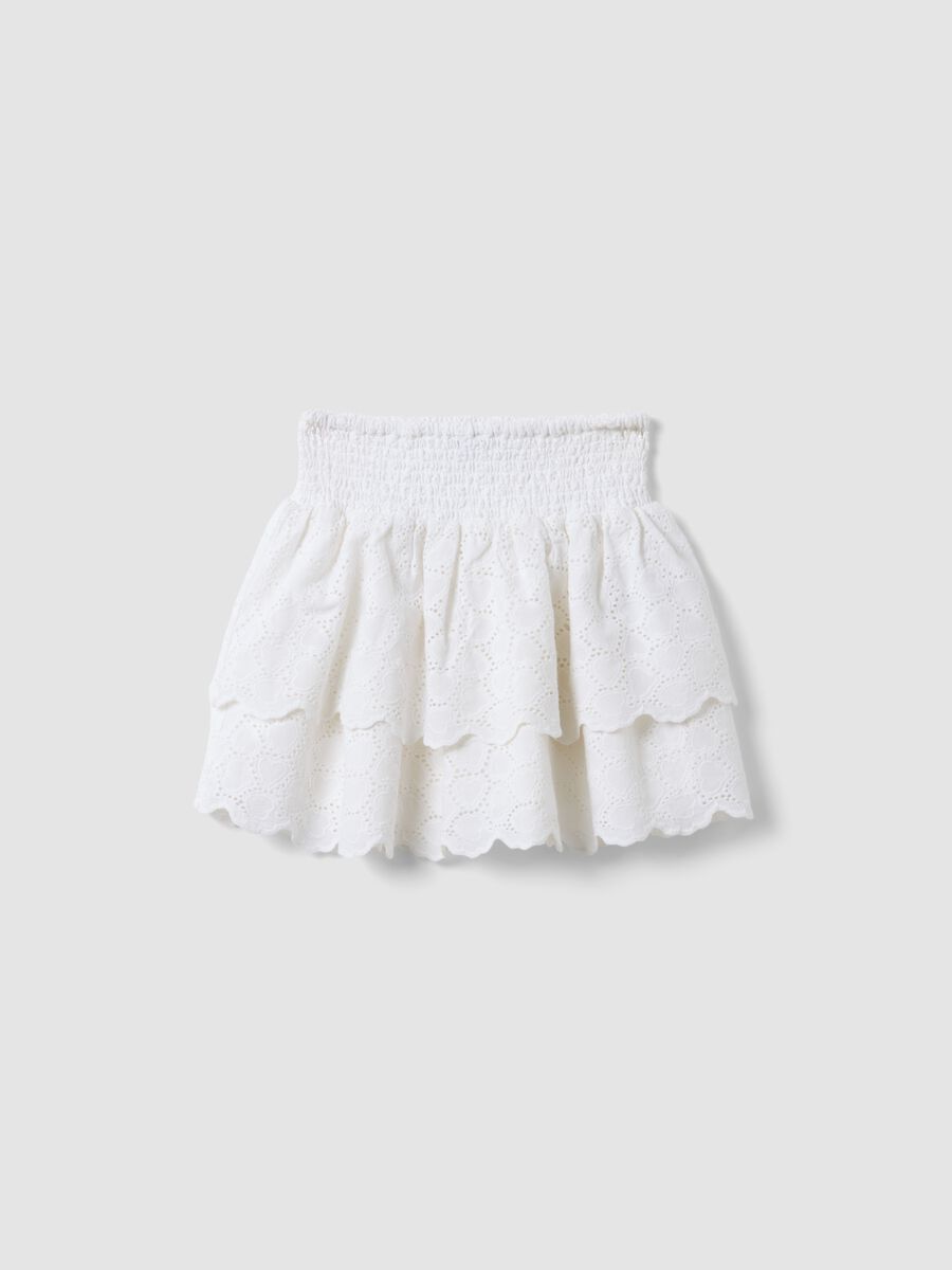 Saia mini branca em algod&atilde;o puro_0
