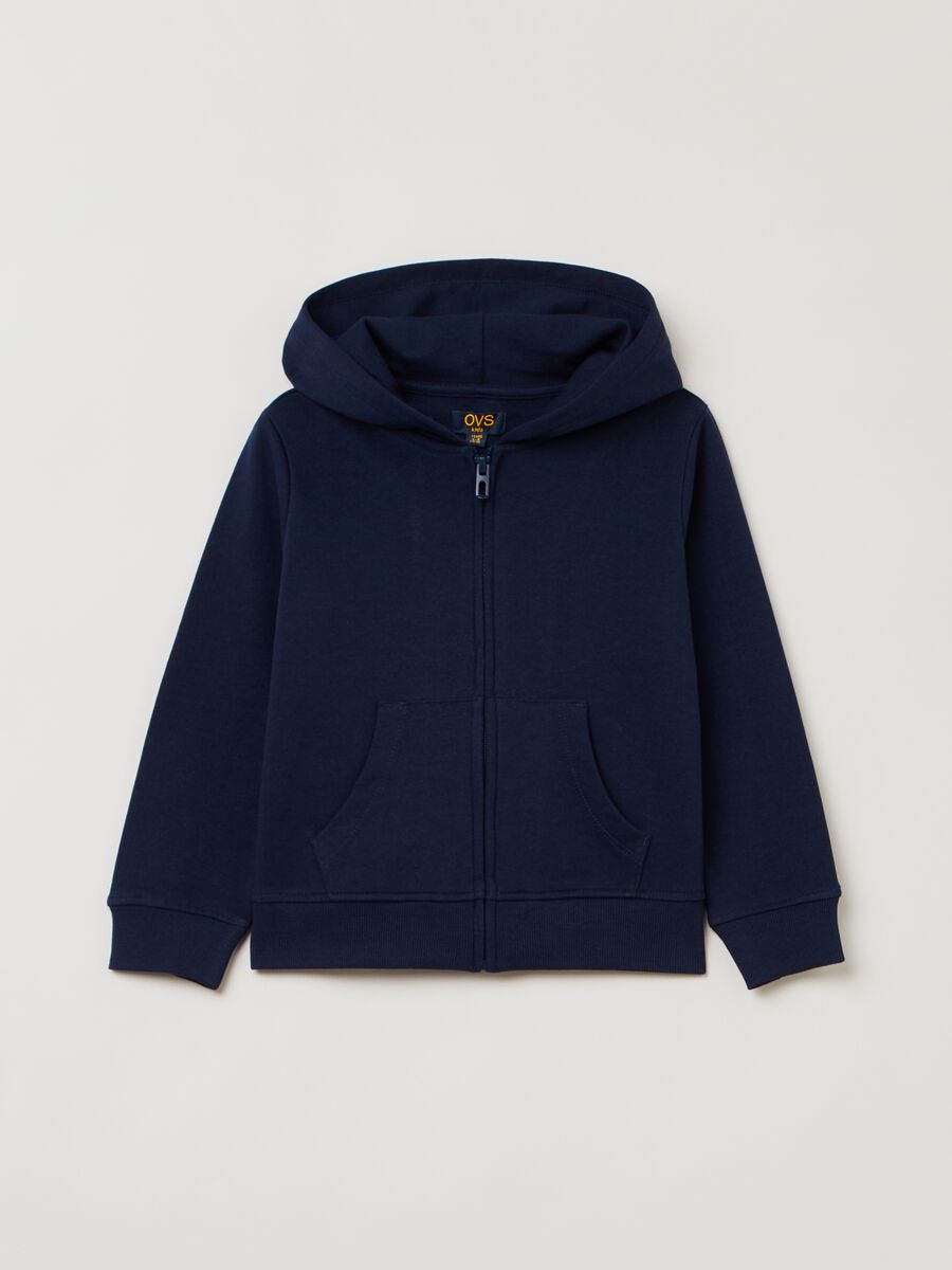 Fitness full-zip sweatshirt in French terry with hood_0