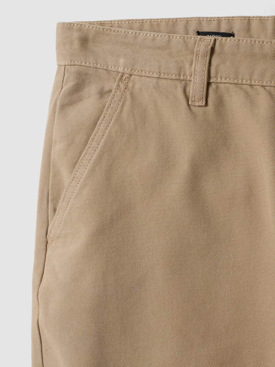 Beige pure cotton barrel-fit chino trousers_5