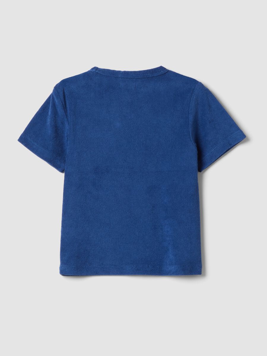 Blue short-sleeve cotton-blend T-shirt_1