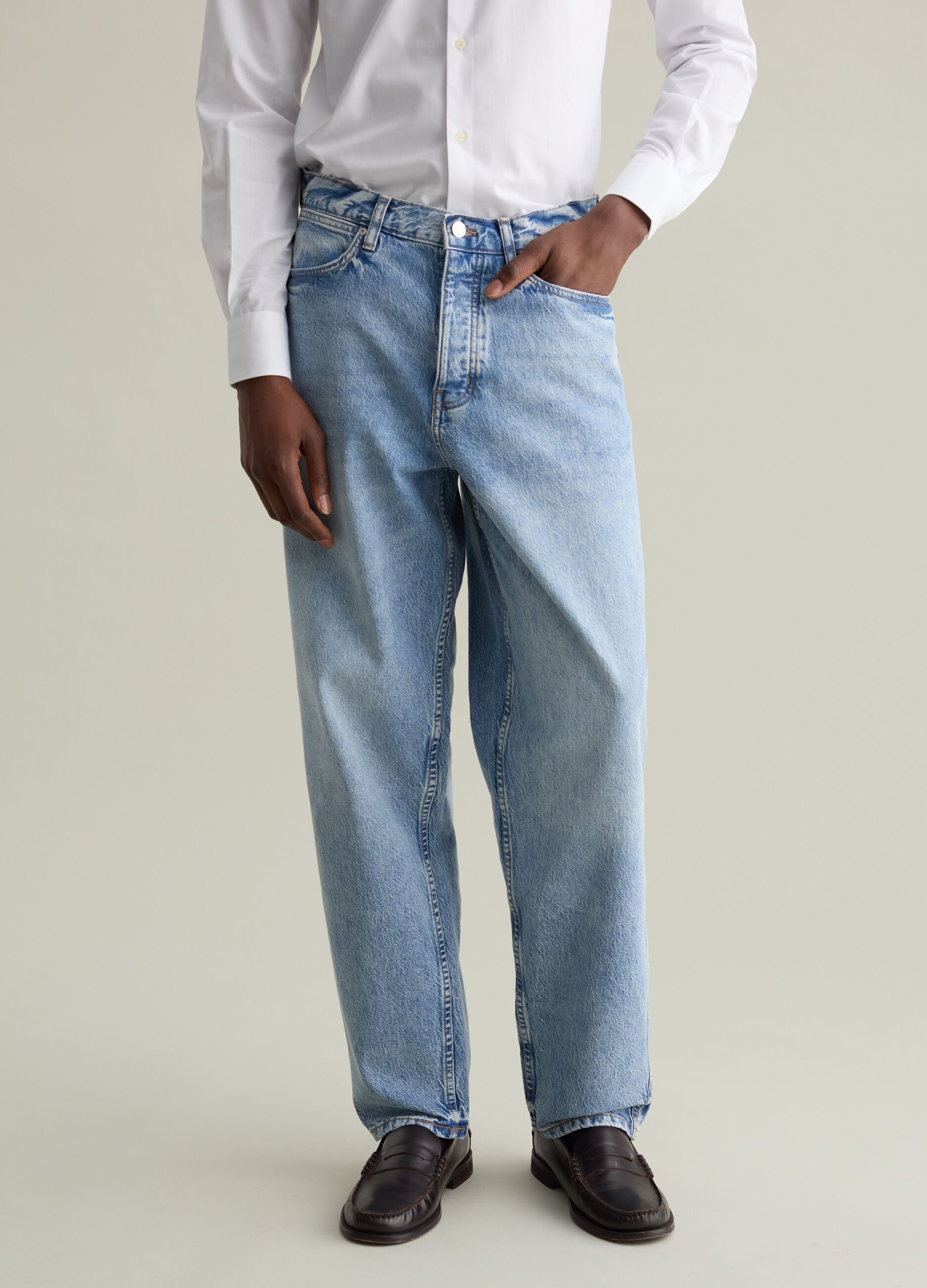 Men's Wide Leg Jeans with Pockets