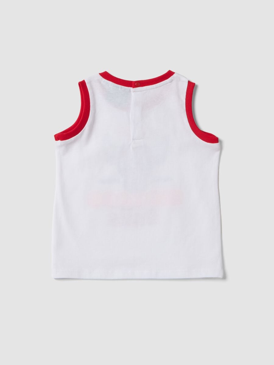 Canotta bianca in puro cotone con stampa per bimbo regular fit_1