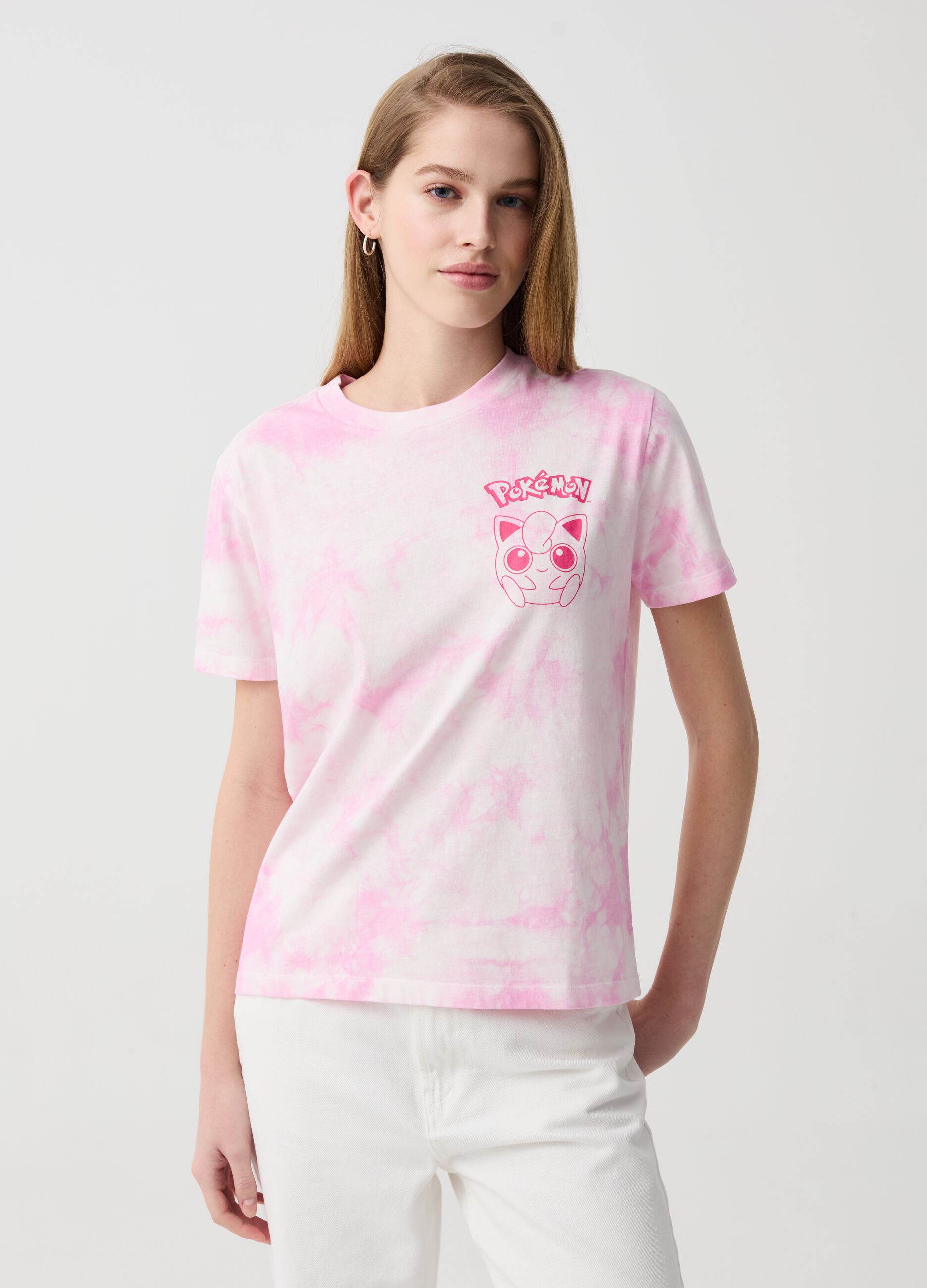 Tie-dye T-shirt with Jigglypuff print