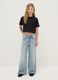 M&auml;dchen-Jaens aus reinem Baumwollstoff in Himmelblau, wide leg_0