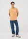 Orange pure cotton jersey T-shirt with chest print, regular fit_1