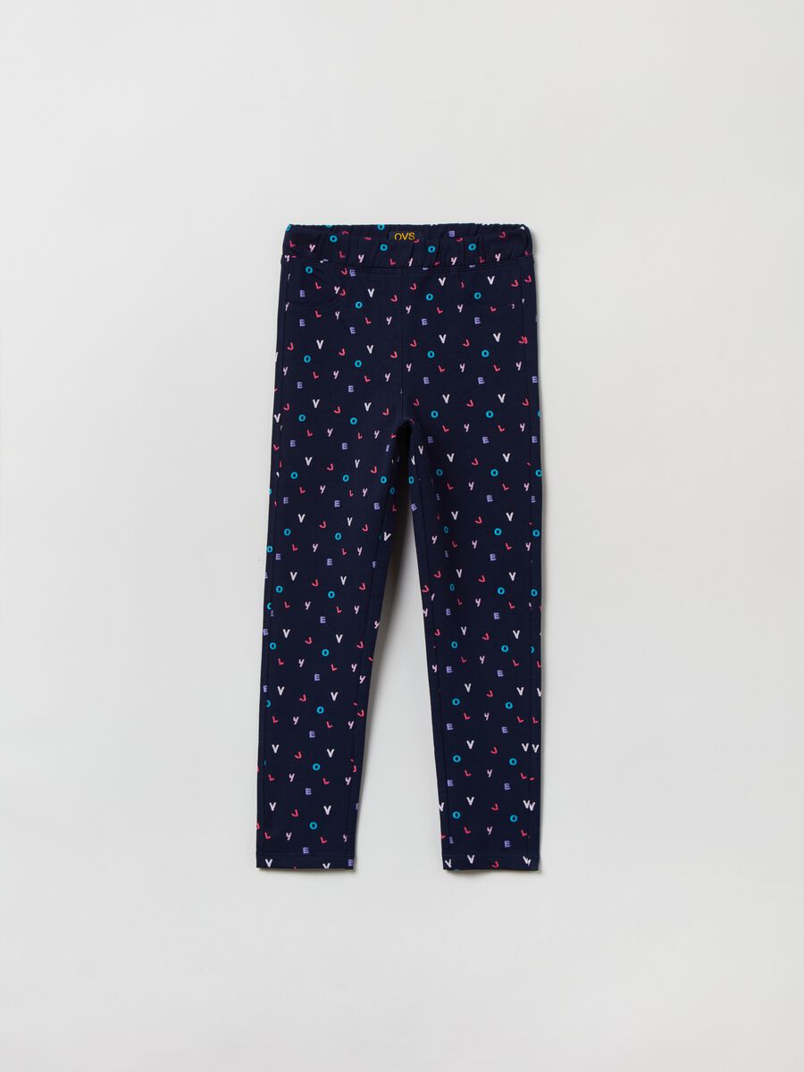 Treggings in stretch cotton with print_0