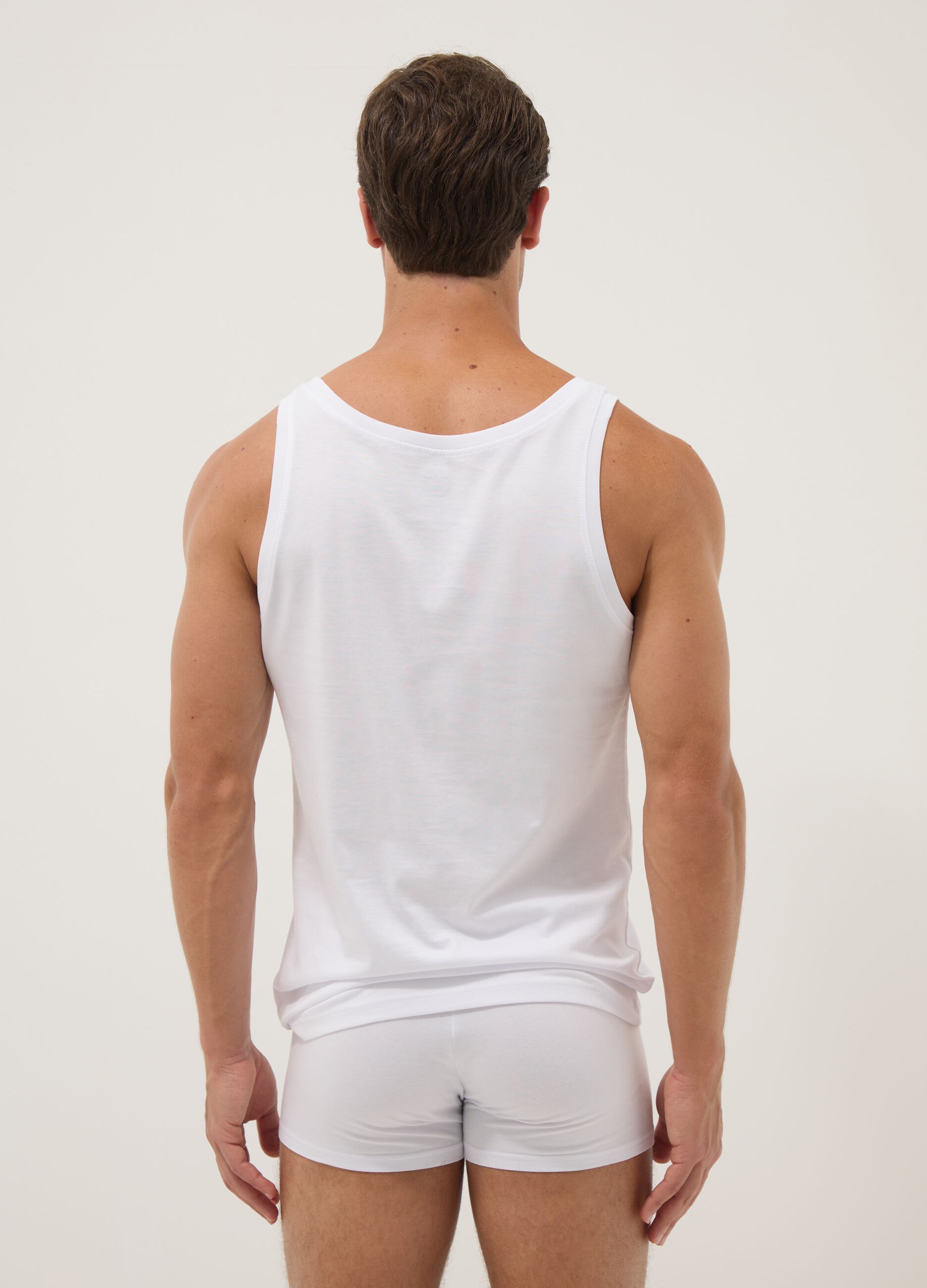 White Supima cotton vest top, regular fit