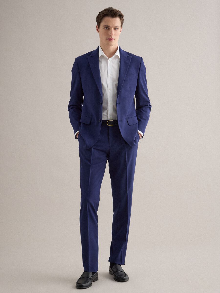 Blue Slim Fit Jacket with Notched Lapel_1