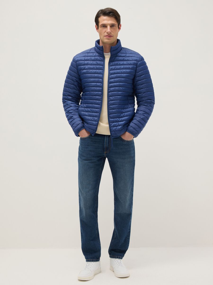 Blaue Steppjacke im Regular-Fit mit Rei&szlig;verschluss_1