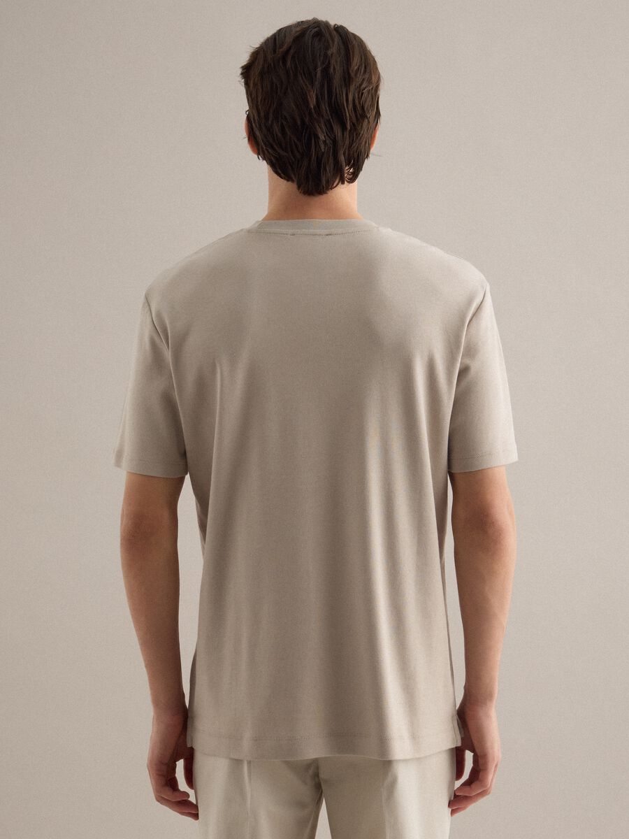 Beige Pure Cotton Crew Neck T-Shirt Regular Fit_4