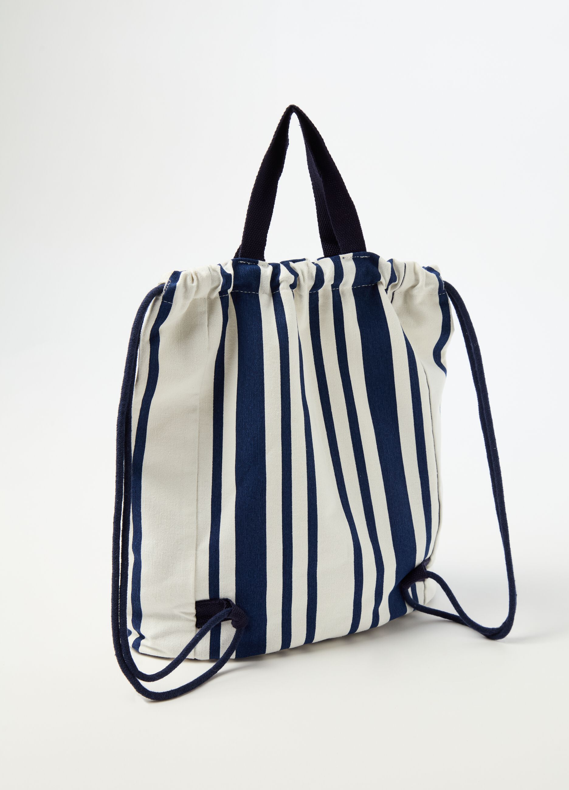 Sack backpack with striped pattern
