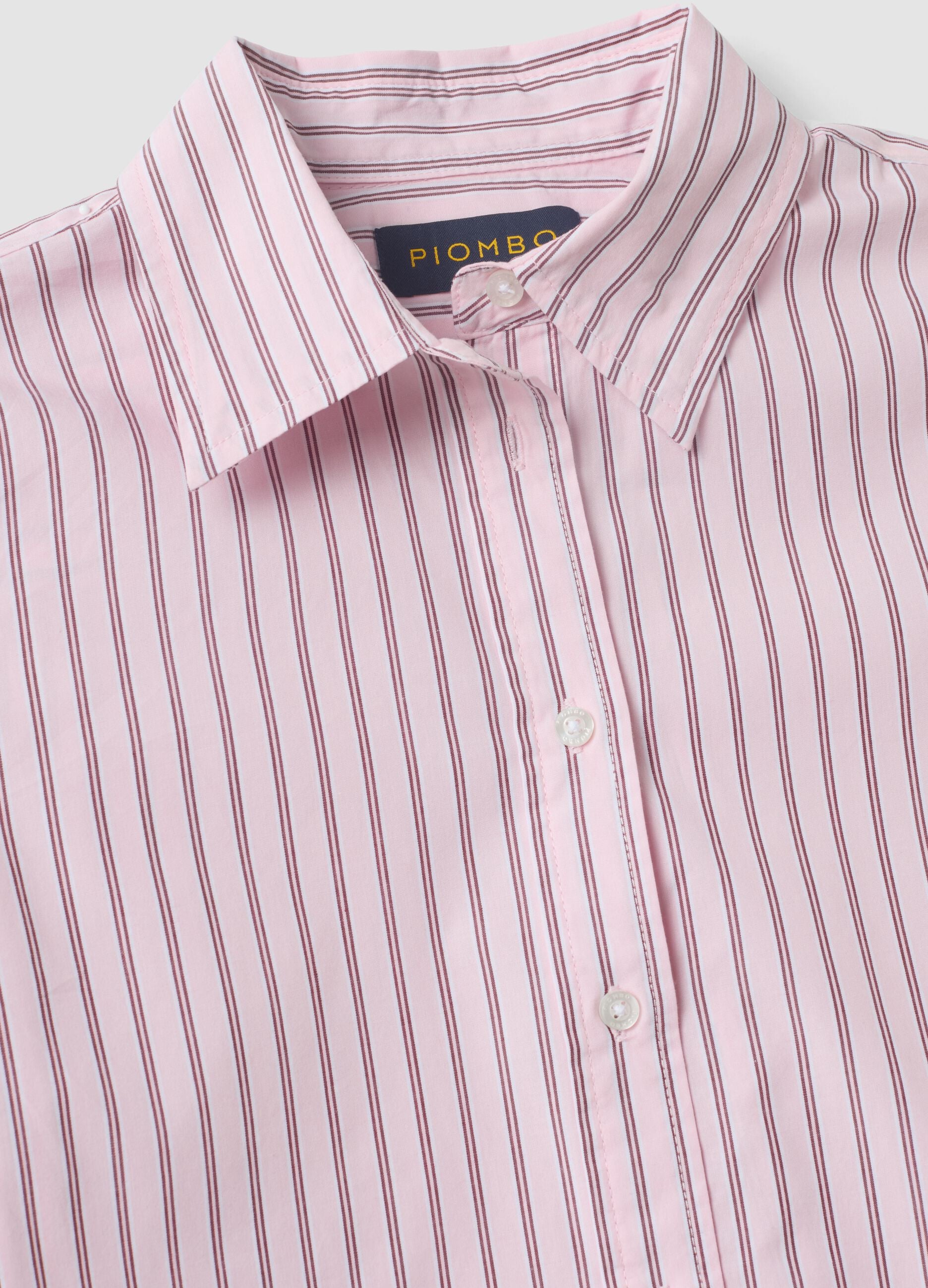 Pink striped poplin shirt, regular fit