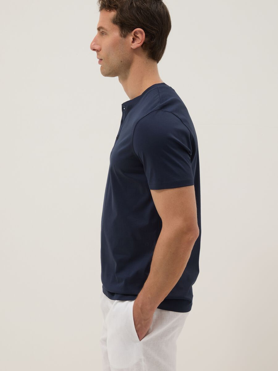 Blue pure cotton regular-fit T-shirt_3